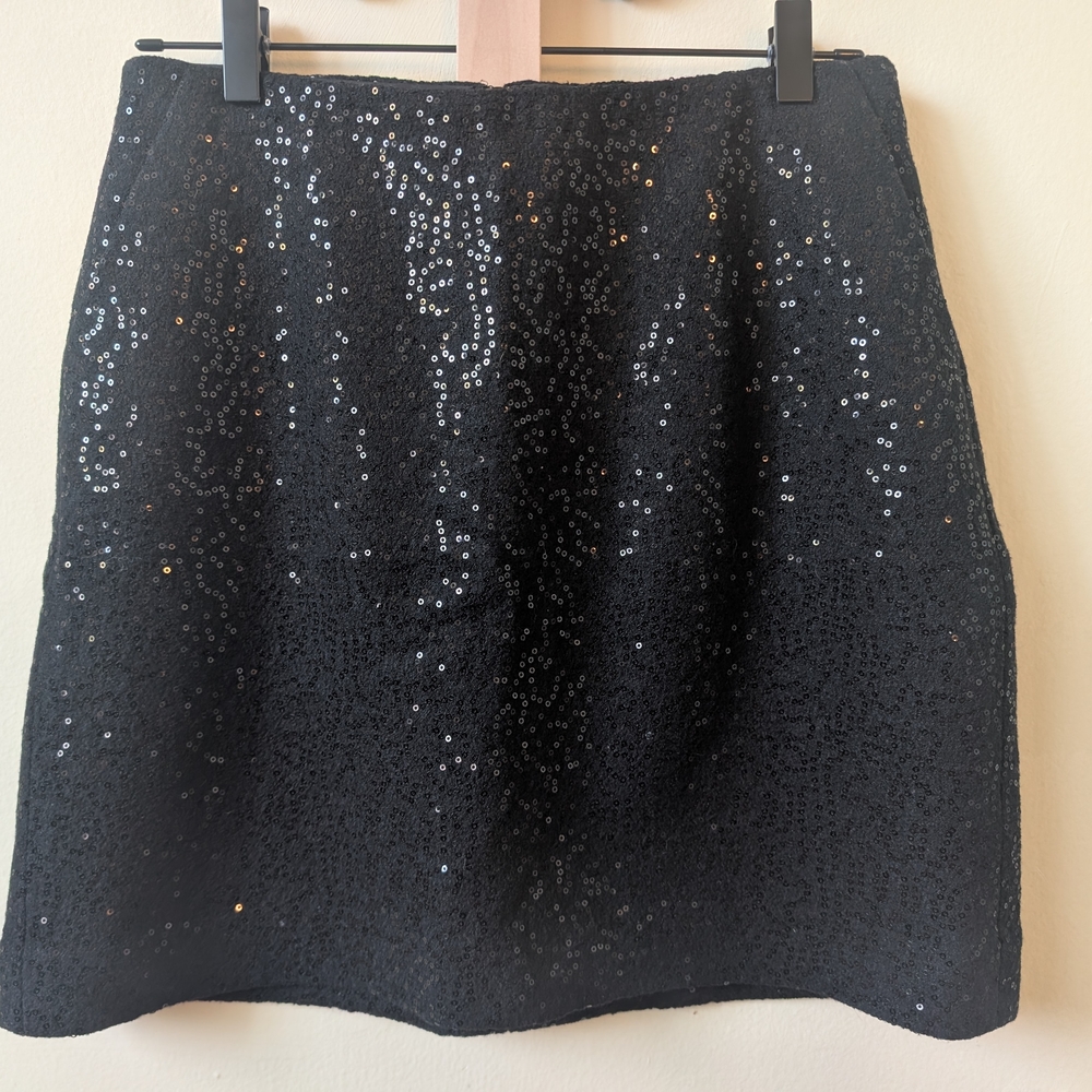 Ann Taylor Black Sequin Mini Skirt